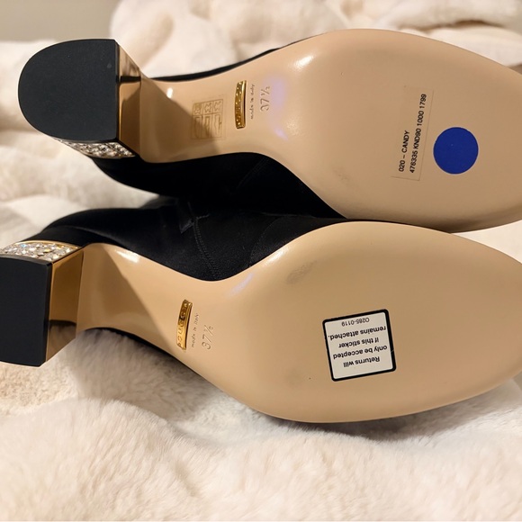 Gucci Black and Gold Dragon Embroidered Heeled Boots - Picture 4 of 12